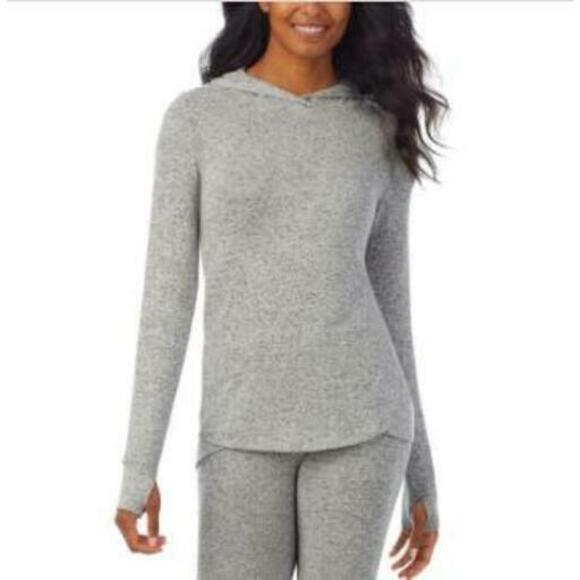 Cuddl Duds Tops - Cuddl Duds Women's Gray SoftKnit Long-Sleeve Tunic Hoodie L
